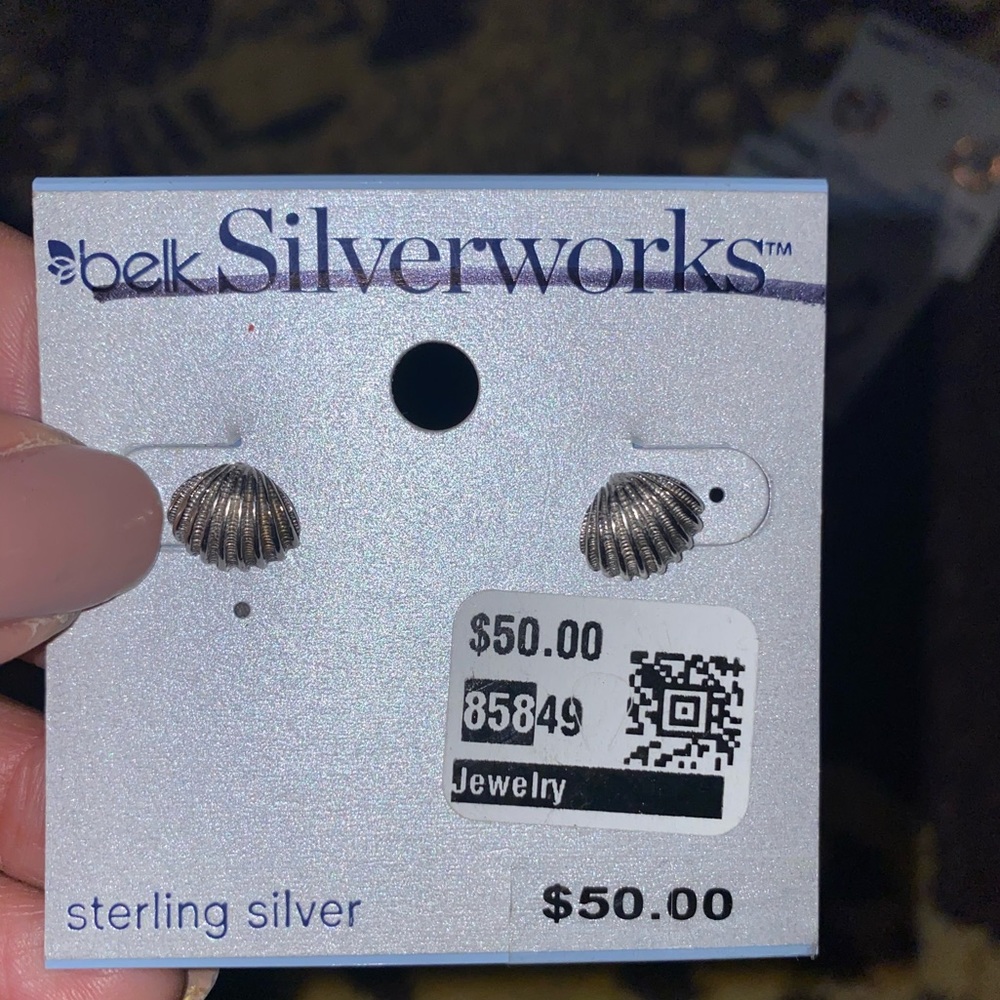 Sterling Silver Earring Small Shell - image 1